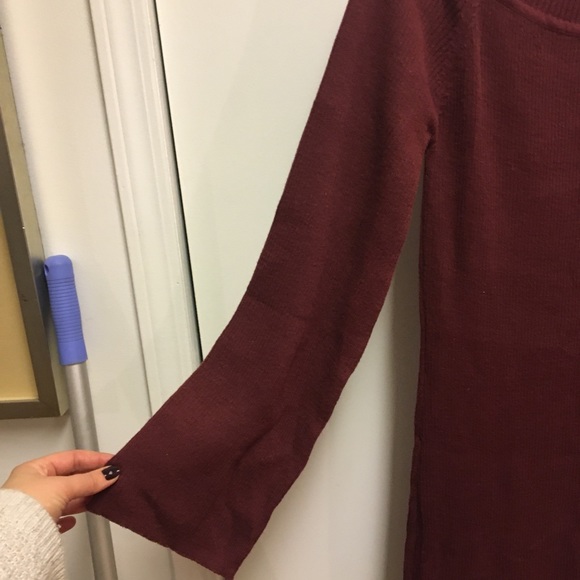 Burgundy off the shoulder sweater dress - Picture 2 of 4